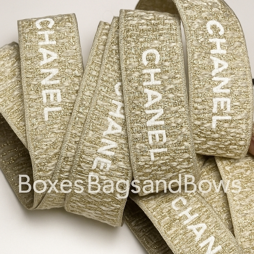 CHANEL Gold Holiday Ribbon Limited Edition SOLD BY THE YARD Lux Craft DYI Gift - Picture 1 of 3